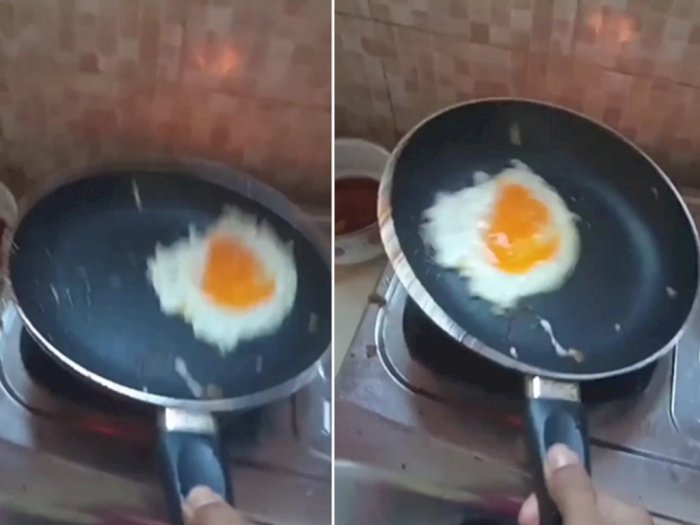 Coba Masak Telur Ceplok dengan Atraksi Dibalik ala Chef, Endingnya Gak Sesuai Harapan