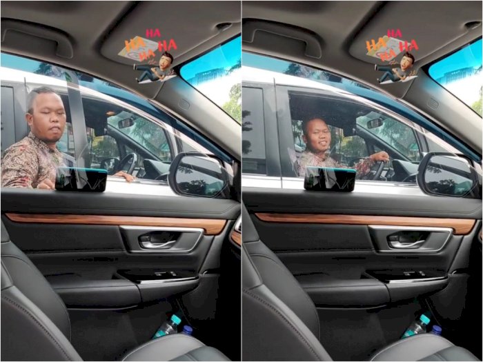 Momen Kocak Pria Demi Selfie di Dalam Mobil, Pakai Kaca Mobil Orang untuk Ganjel HP