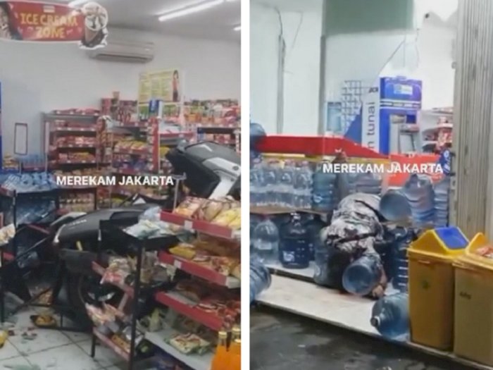 Brak! Nmax Tabrak Minimarket di Kemang, Ada Korban Luka