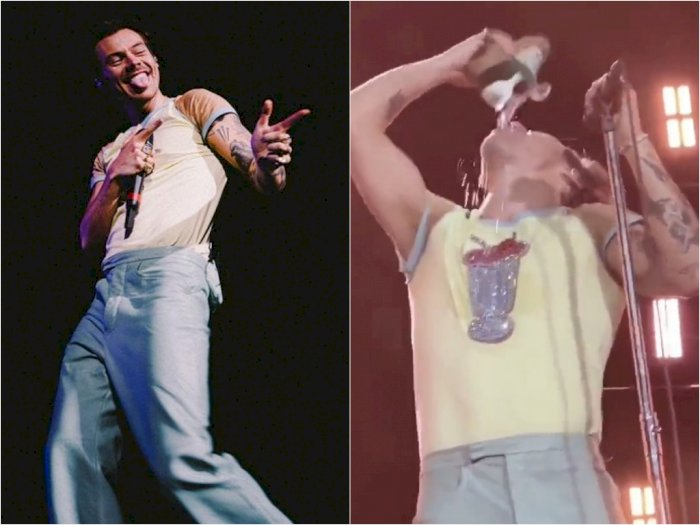 Viral Video Harry Styles Minum Alkohol dari Sepatu saat Konser di Perth, Eww Jijik!