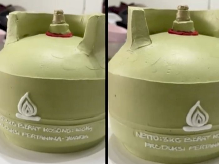 Viral Pesanan Kue Ultah Bentuk Tabung Gas LPG 3 Kg, Netizen: Dikasih Lilin Meledak Gak?