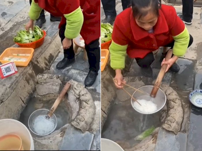 Momen Pedagang Rebus Mie di Got Air Panas Pinggir Jalan: Kayak Main Masak-masakan