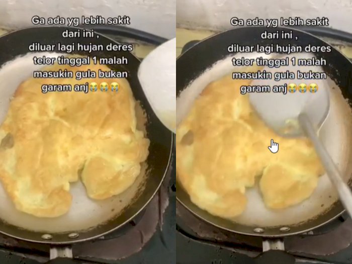 Nyesek! Pria Ini Masak Telur Dadar Tapi Masukin Gula Bukan Garam, Netizen: Jadi Roti Canai