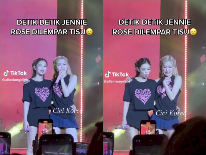 Momen Jennie dan Rose BLACKPINK Dilempar Tisu Sama Penonton, Mukanya Langsung Bete
