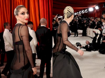 Momen Lady Gaga Refleks Lari Bantu Fotografer yang Jatuh di Red Carpet Oscar, Tuai Pujian