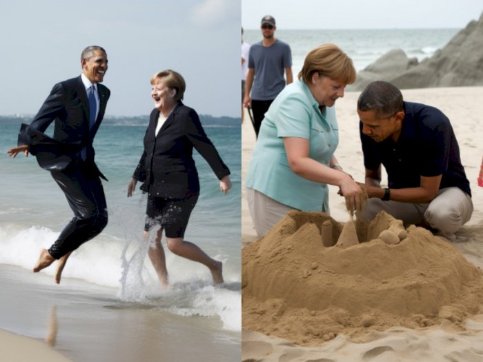 Teknologi AI Bikin Foto Barack Obama dan Angela Merkel Liburan di Pantai, Real Banget!