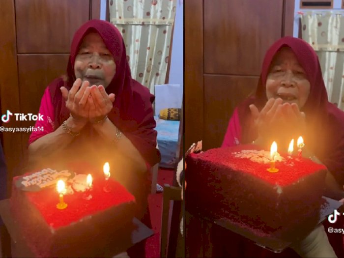 Momen Kocak Nenek Baca Doa Panjang saat Diberi Kejutan Ultah, Lilinnya Sampe Meleleh