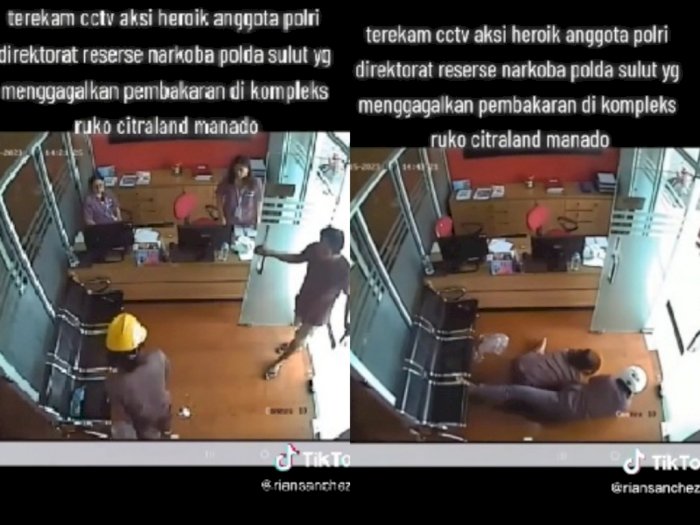 Aksi Heroik Polisi yang Gagalkan Percobaan Pembakaran Ruko di Manado Terekam CCTV