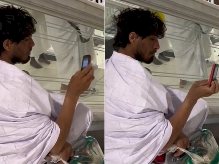 Viral Pria Foto Pakai HP Jadul di Mekkah, Netizen Iri Hidup Sederhana tapi Jadi Tamu Allah