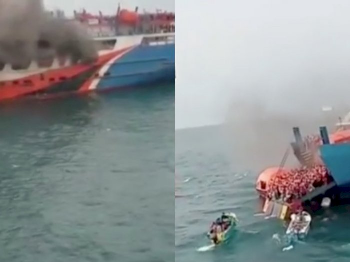 Viral Momen Tegang Kapal Feri Terbakar Usai Lepas Landas dari Pelabuhan Merak
