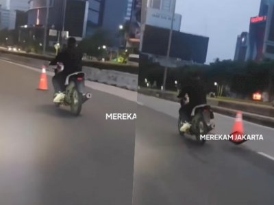 Viral Aksi Pemotor Iseng Tendang Cone di Sudirman, Kena Deh Diincar Polisi