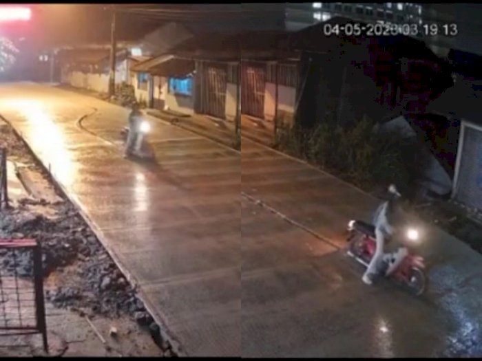 Bikin Geram! Pengendara Motor Terobos Jalan yang Sedang Dicor, Aksinya Terekam CCTV
