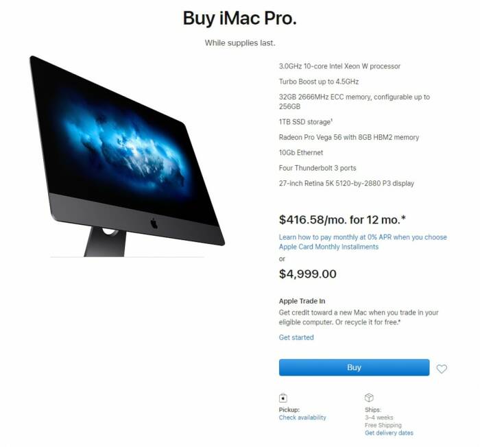 Halaman pembelian iMac Pro di situs resmi Apple (photo/Apple via. GSMArena) Halaman pembelian iMac Pro di situs resmi Apple