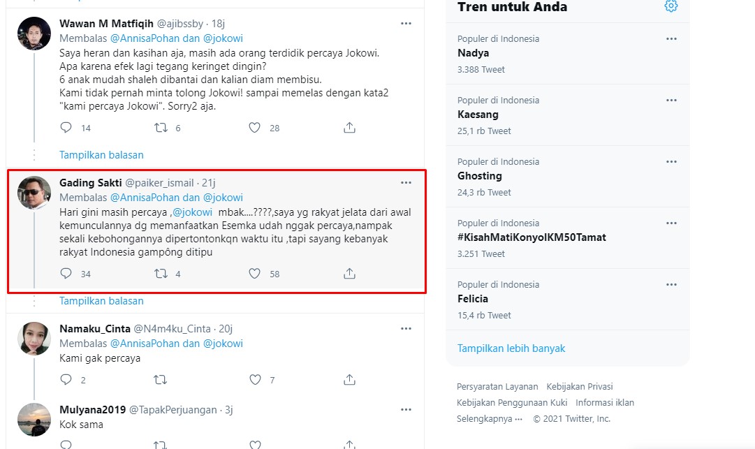 Komen netizen di postingan Annisa Pohan. / twitter Komen netizen di postingan Annisa Pohan. / twitter