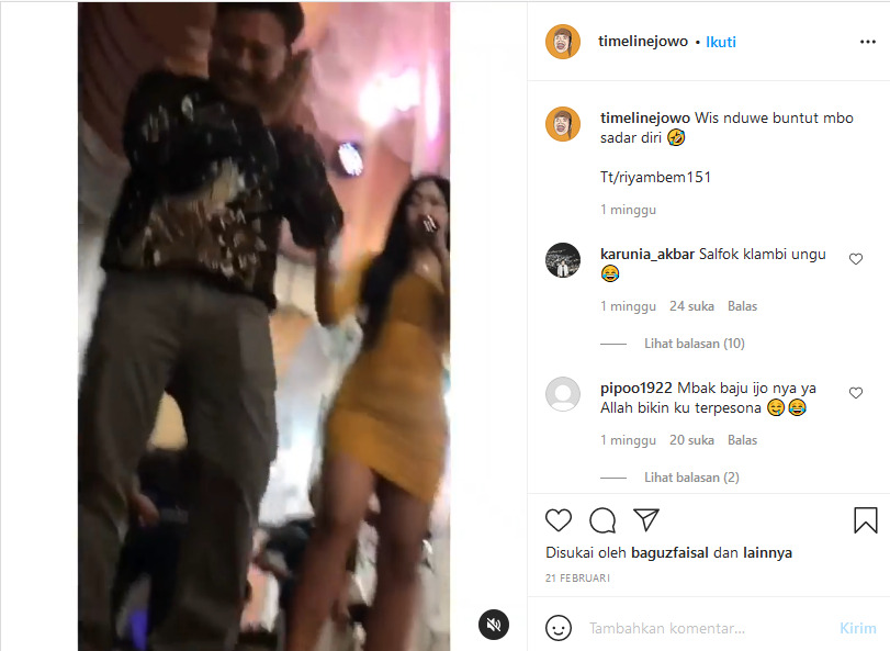 Screensoot. (Instagram/@timelinejowo) biduan seksi di kondangan
