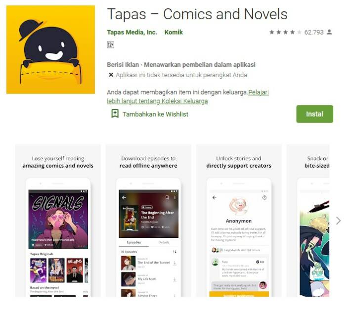 Tapas (photo/screenshot/tapas) tapas baca webtoon