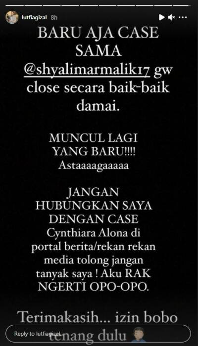 Story Lutfi Agizal. (Instagram/@lutfiagizal) Lutfi Agizal