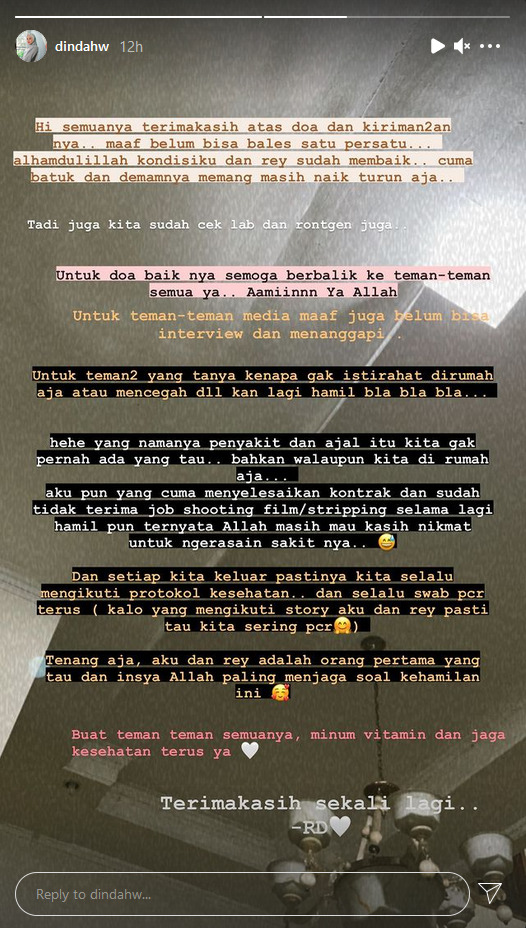 Story Dinda Hauw. (Instagram/@dindahw) Dinda Hauw
