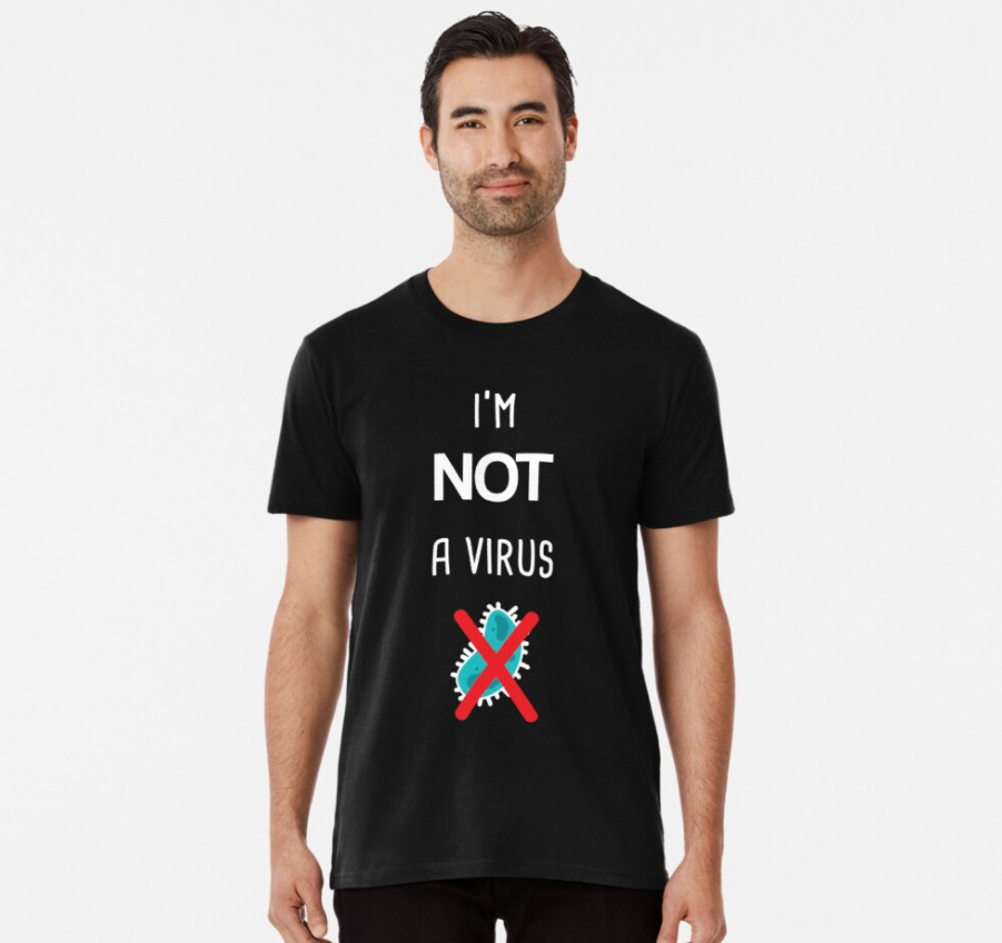Kaus bertuliskan saya bukan virus