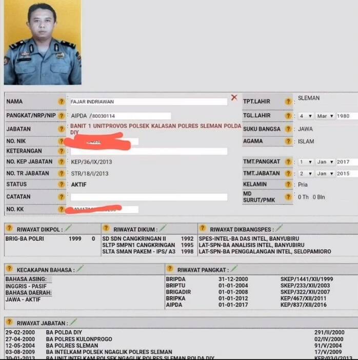 Data oknum polisi yang mempoting ujaran kebencian. (Ist) Data oknum polisi yang mempoting ujaran kebencian. (Ist)