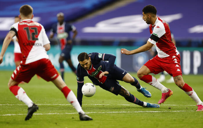 Mauro Icardi dari Paris St Germain beraksi (REUTERS/Christian Hartmann) Mauro Icardi dari Paris St Germain beraksi