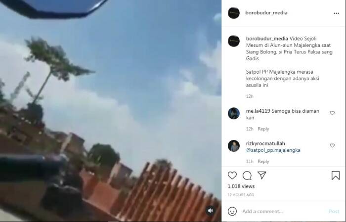 Instagram/borobudur_media Sejoli mesum di Alun-alun Majalengka