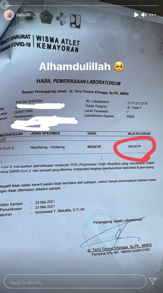 Story Fatin. (Instagram/@fatin30) fatin shidqia