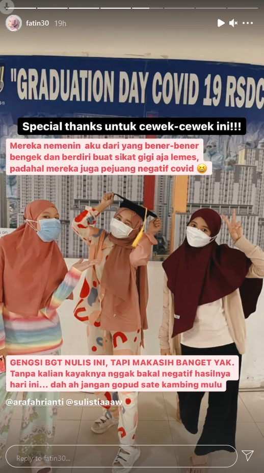 Story Fatin. (Instagram/@fatin30) negatif covid-19
