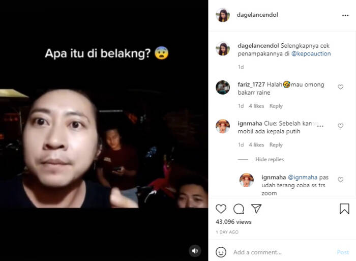 Postingan video tiga pemuda sedang asik gitaran namun diganggu sosok misterius. (Instagram/@dagelancendol) hantu, diganggu setan