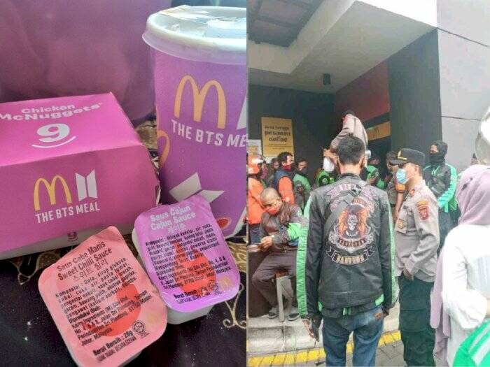 BTS Meal dan kerumunan pembeli d McDonalds. (Istimewa). BTS Meal dan kerumunan pembeli d McDonalds. (Istimewa).