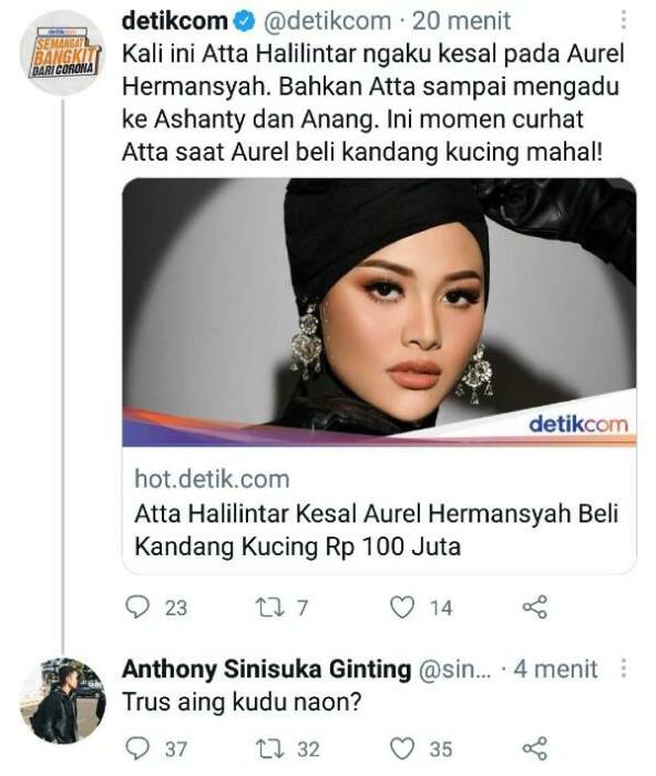 Screenshot komentar Ginting (Twitter). Screenshot komentar Ginting (Twitter).