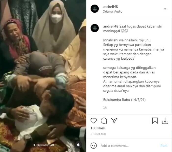 Anggota TNI menangis histeris istri meninggal saat ia bertugas