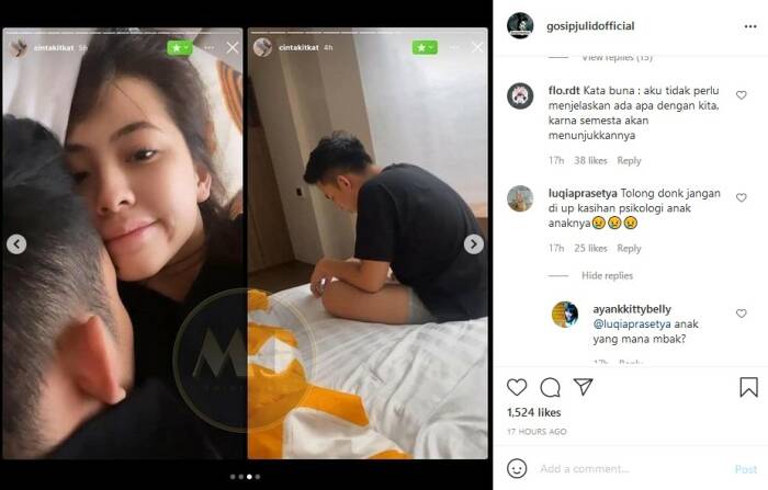 Unggahan momen kebersamaan Zara dengan Okin. (Instagram/@gosipjulidofficial) Zara tidur dengan okin