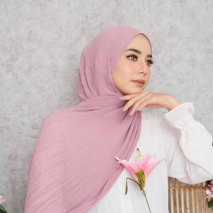 jilbab pashmina plisket
