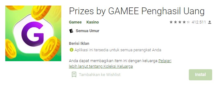 Prizes by GAMEE (Google Play) game penghasil uang 2022