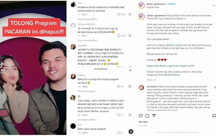 Thariq dan Fuji (Instagram/@admin_igtainment) Thariq dan Fuji