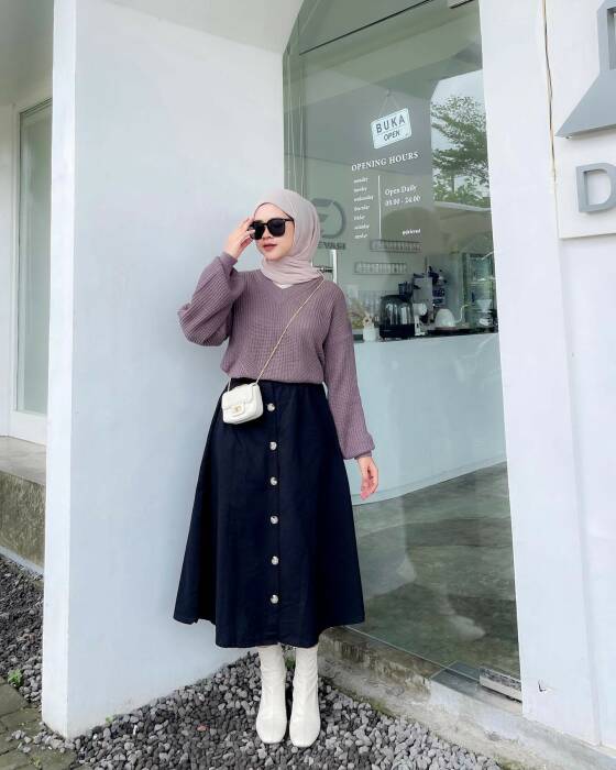 ootd hijab rok pendek