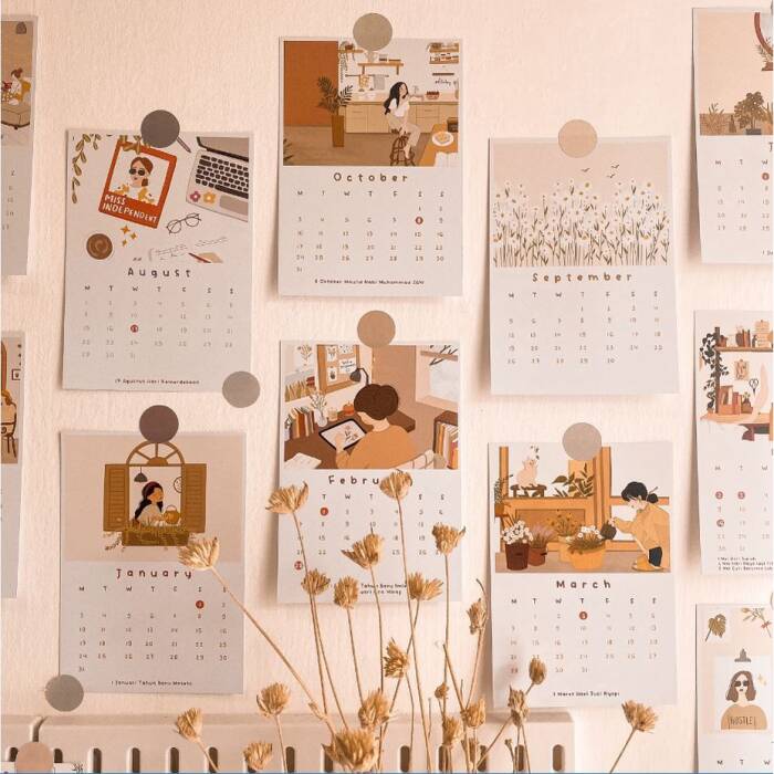 Kalender aesthetic (shopee.co.id) hiasan dinding kamar kekinian