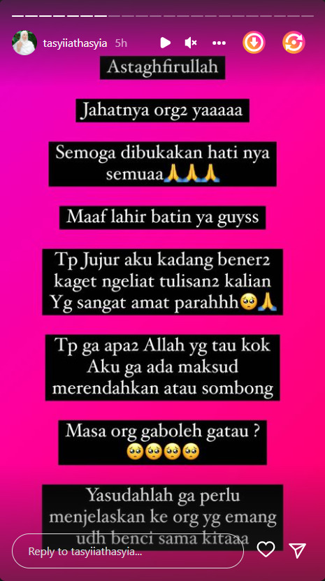 Story Instagram Tasyi Athasyia