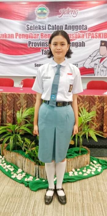 Potret I Dewa Ayu Firsty Meita Dewanggi, siswa SMA 2 Kudus yang menjadi Paskibraka tingkat Nasional 2022. (DOK. PRIBADI/JOGLO JATENG)