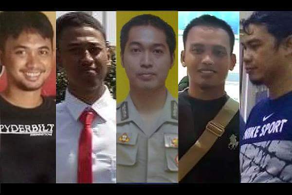 Lima polisi yang gugur dalam peristiwa Mako Brimob. (Twitter/Yusuf_dum)..
