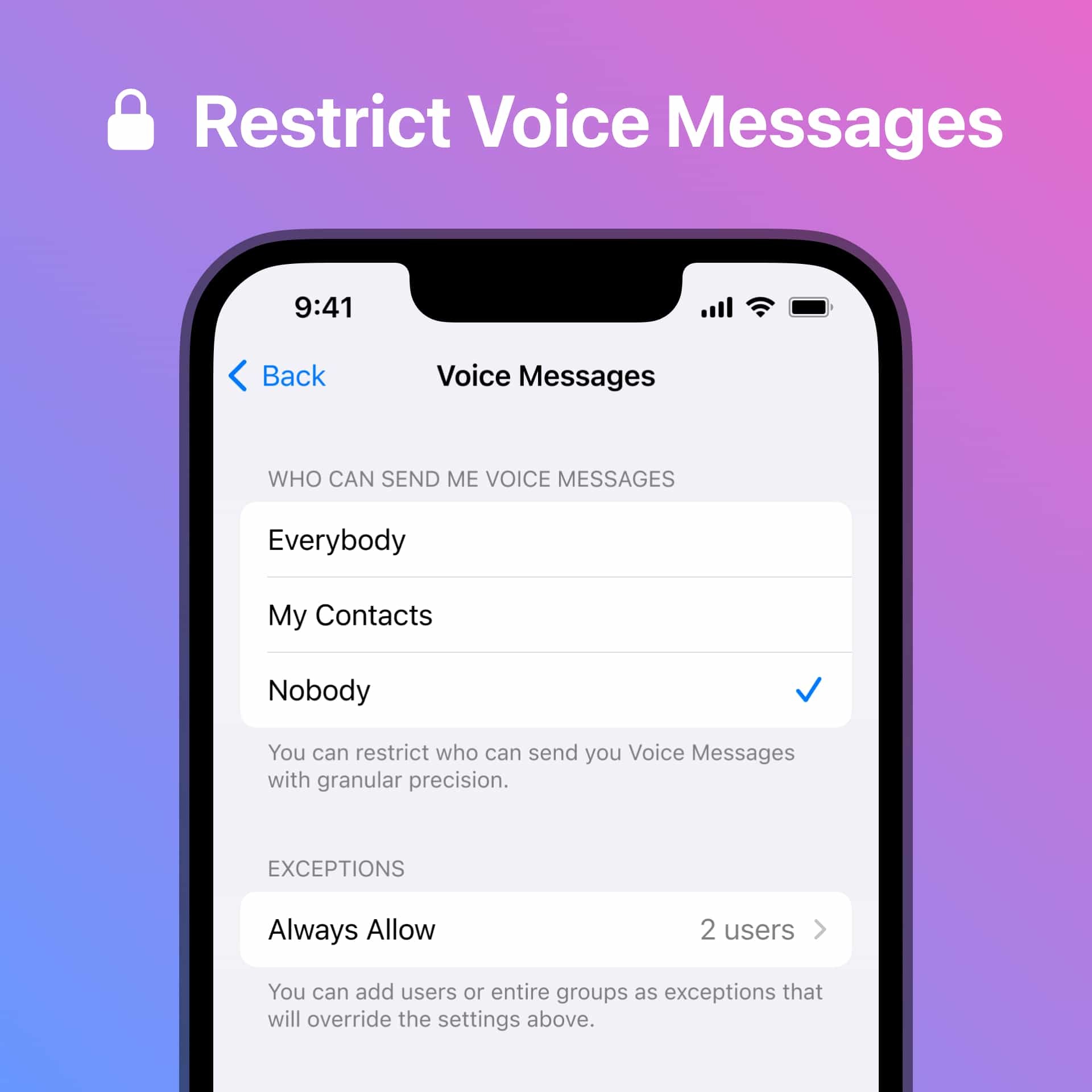 Privasi pesan suara Telegram 