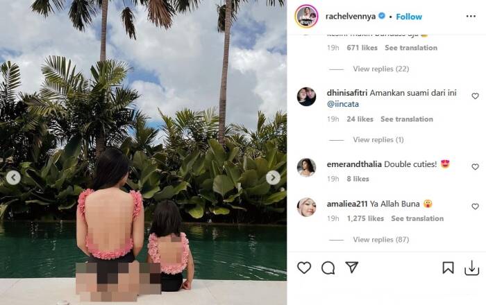 Unggahan Rachel Vennya ajak anak pakai bikini 
