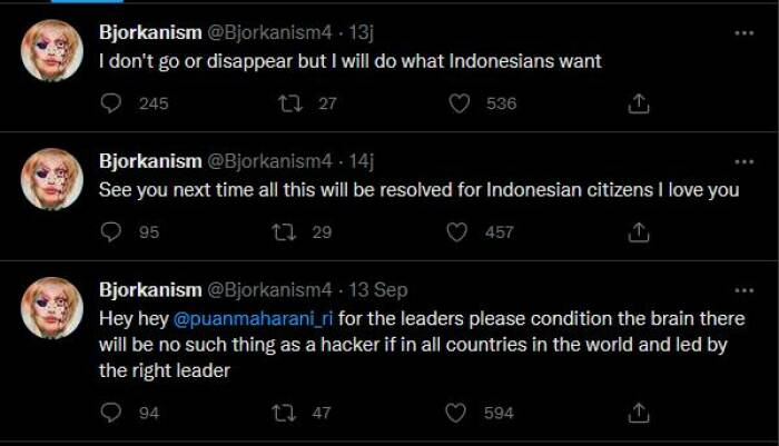 Bjorka serang Puan Maharani. (Twitter/@Bjorkanism4)