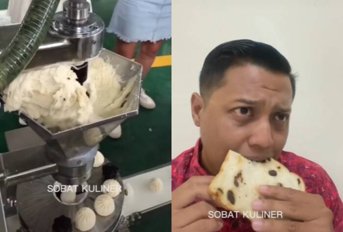 Pria makan roti kismis (TikTok/sobat.kuliner)