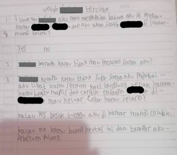 Surat cinta anak SD vulgar (Twittwe/yownkyu)