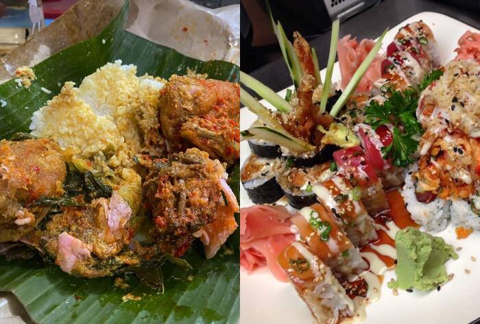 inspektur nguyen makan nasi padang campur sushi (Instagram/imotretmakan/ rainsushirestaurant)
