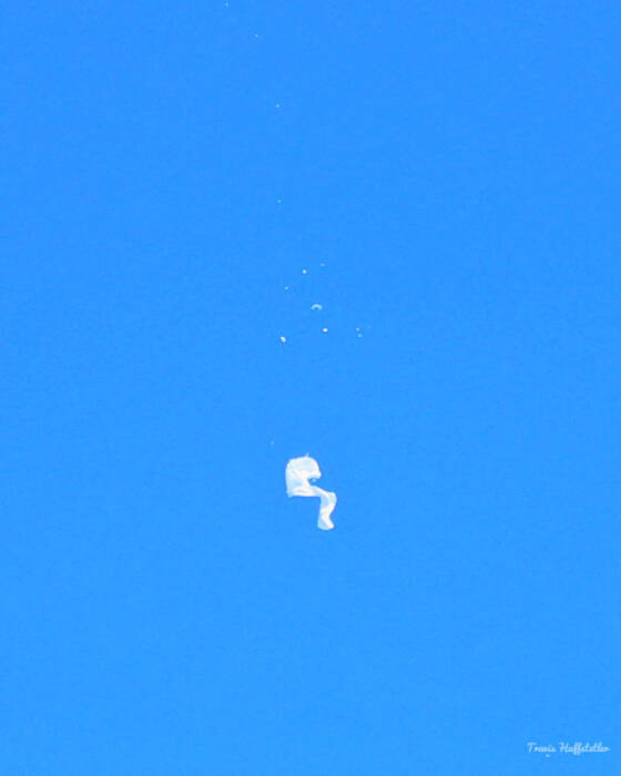 Balon udara China setelah ditembak jatuh oleh jet tempur F-22 milik militer AS. (Travis Huffstetler/Handout via REUTERS)