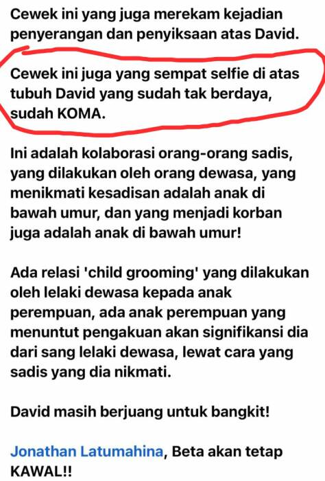 Video Sadis Penganiayaan Mario Tersebar, Direkam Agnes yang Selfie Usai